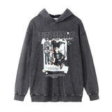 Men Hoodie Printed Washed Distressed Hooded Sweater Men's Hip Hop Loose Pullover
