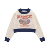 Women Sweater Short round Neck Knitwear Spring and Autumn Women's Color Matching Long Sleeve