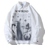 Men's Long Sleeved T Shirt Printed Long Sleeve Shirt Men's Ins Loose Pattern Lapel Shirt Outer Wear