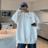 Men Hoodie round Neck Sweater Men's Spring and Autumn Loose Trendy Hip Hop Jacket