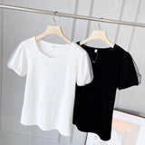 Women T-Shirt Slim Fit Summer Short Sleeve Bottoming Shirt Top