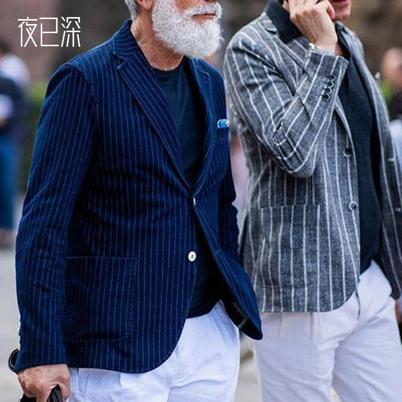Men's Suits Vests Autumn Leisure Striped Men's Suit