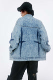 Unisex Jacket Autumn Cross Removable Washable Denim Coat Women's Clothing