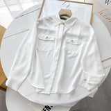 Women T-Shirt Shirt Women's White Shirt Design Double Pocket Shirt