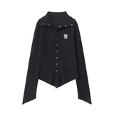 Women Long Sleeve T-Shirt T-shirt Girls Autumn American Embroidery Cardigan Top