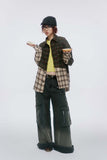 Unisex Jacket Fall Colorblock Check Shirt Women's Clothing