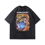 Men T Shirt Vintage Spoof Angel Graffiti Printing Distressed Short Sleeve T-shirt for Men and Women
