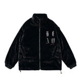 Men Cotton Padded Jacket Coat Letter Embroidered Cotton Jacket Men Winter Thickening Stand Collar Baggy Coat