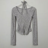 Women's Long Sleeve Shirt V-neck Long Sleeve U-Neck Split Top