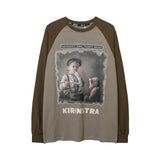 Men Long Sleeve Shirt Long Sleeve T-shirt Men's and Women's Loose Retro Top Sweater Couple Wear