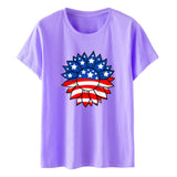 Women's Independence Day T Shirt T-shirt Women's Short-Sleeved Shirt Sunflower Print