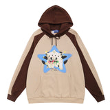 Men Hoodie Hooded Sweater Loose Casual Contrast Color Stitching