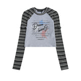 Women Long Sleeve T-Shirt Sleeve Short T-shirt Letter Crew Neck Girls' Summer Top