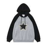 Men Hoodie Hooded Sweaters Menswear Loose Contrast Color Long Sleeves