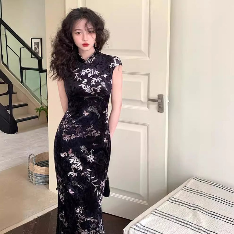 Women Dresses Spring New Chinese Cheongsam Dress Slim-Fit Sheath Dress for Women