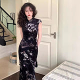 Women Dresses Spring New Chinese Cheongsam Dress Slim-Fit Sheath Dress for Women