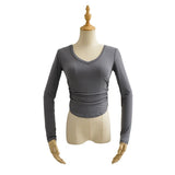 Women T-Shirt Spring and Autumn Women's Slim V-neck Long-Sleeved T-shirt