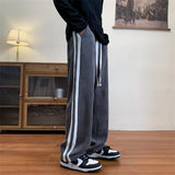 Men Sweatpants Autumn Loose Striped Casual Pants Straight Wide Leg
