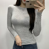 Women Long Sleeve Shirt round-Neck Comfortable Tight Bottoming Shirt for Women