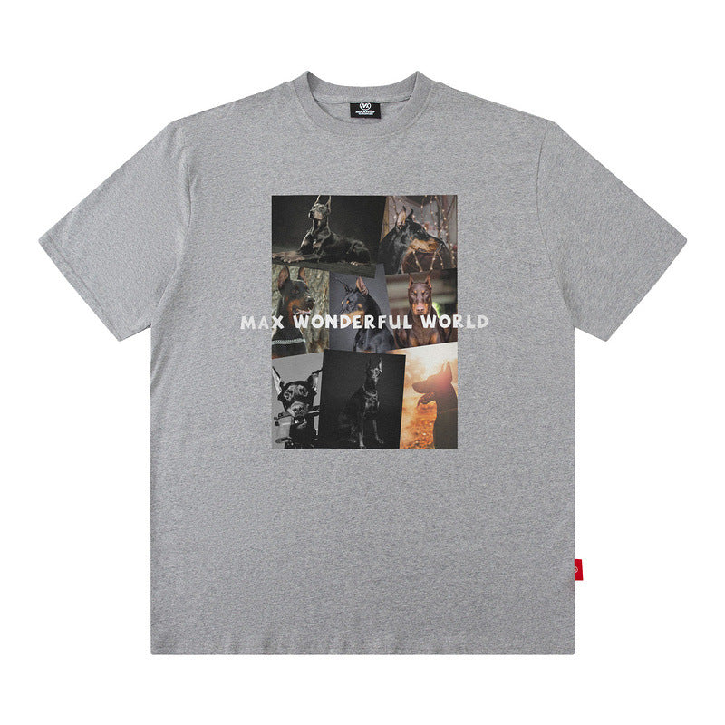 Men T Shirt Doberman Pinscher Printed Short-Sleeved T-shirt Men and Women Loose