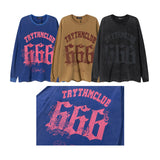 Men Long Sleeve Shirt Long T-shirt Men's and Women's Trendy Loose Street American Long Sleeve Top