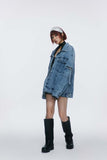 Unisex Jacket Autumn Stitching Zipper Denim Coat Women's Clothing
