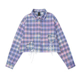 Women's Long Sleeve Shirt Color Tie-Dyed Plaid Long Sleeve Shirt Women's Loose