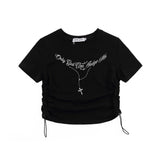 Women T-shirt Short-Sleeved T-shirt Women's Letter Printed Cotton Summer round Neck Short Sleeves