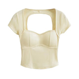 Women T-shirt T-shirt Summer Slim Fit Short Stitching Bottoming Shirt