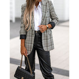 Plaid Trench Coat Autumn Winter Coat British Style Plaid Suit with Lining for Women