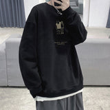 Men Hoodie Sweater Men's Autumn Loose Hong Kong Style round Neck Bottoming Shirt