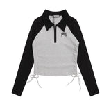 Women Long Sleeve T-Shirt Long Sleeve T-shirt Half Zipper Sleeve Women's Short