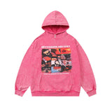 Men Hoodie Printed Sweater Men's Loose Washed-out Distressed Long Sleeve