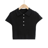 Women T-Shirt Women's Polo Collar Knitted Short-Sleeved T-shirt