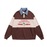 Men Hoodie Stitching Embroidered Letters Men's Loose Spring and Autumn Long Sleeve Polo Shirt