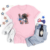 National Flag Day T Shirts Summer Women's Short Sleeve T-shirt Independence Day round Neck