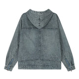 Men Denim Jacket Washed Do the Old Cowboy Hooded Sweater Spring and Autumn Loose