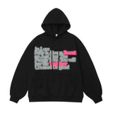 Men Hoodie Autumn and Winter Hooded Cardigan Sweater Men's Letters Puff Print Loose Zip Coat