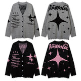 Men Long Sleeve Shirt Gothic Vintage Knitted Jacket Men's and Women's Couple Sweater Cardigan