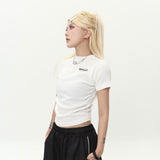 Women Sweater Short-Sleeved Knitted T-shirt Girls' Ins Embroidered Short Summer Top
