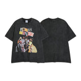 Men T Shirt Hip Hop Vintage Print Short Sleeves T-shirt Men and Women Loose
