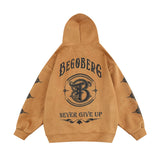 Men Hoodie Puff Print Cross Letter Hooded Sweater