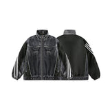 Unisex Jacket Winter Denim Stitching Cotton Jacket