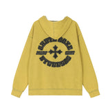Men Hoodie Cross Paste Cloth Embroidery Hooded Jacket