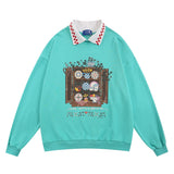 Men Hoodie Lapel Sweater Men's Spring and Autumn Print Casual Long Sleeve