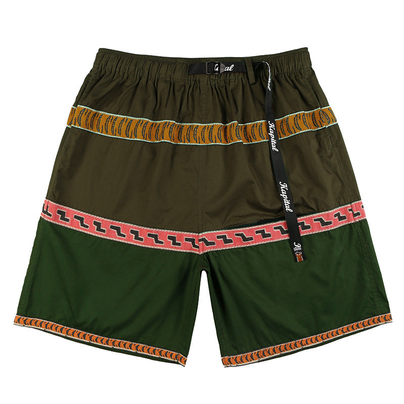 Kapital Shorts Spring and Summer Pingtian Hehong Color Matching Five-Point Casual Men's Shorts Fashion