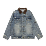 Men Denim Jacket Washed and Worn Denim Jacket Men's Loose Fall Jacket Jacket