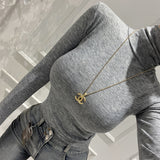 Women Long Sleeve Shirt Tight Long Sleeve Bottoming Autumn and Winter