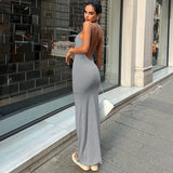 Women Halter Tops Summer Fashion Solid Color Slim Strap Dress