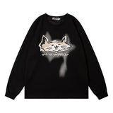 Men Hoodie Cartoon Animal Paste Cloth Embroidery round Neck Sweater